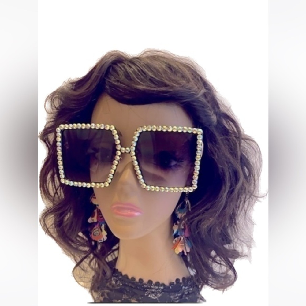 Oversized Jewel lined sunglasses